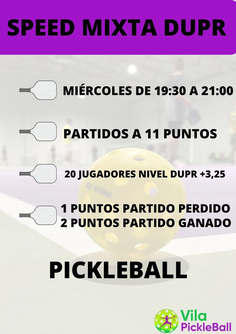 Speed femenina Pickleball speed mixta dupr Pickleball